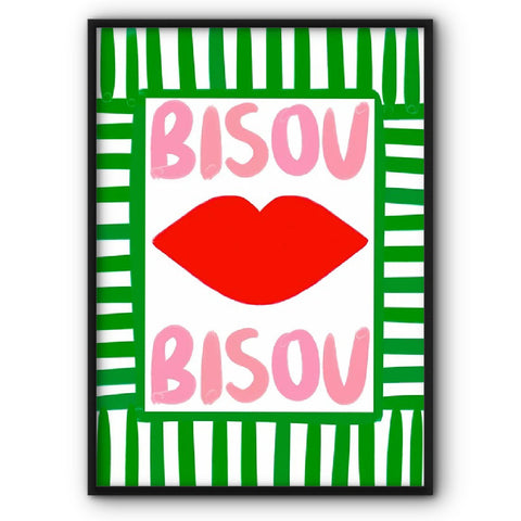 Bisou On Green Canvas Print