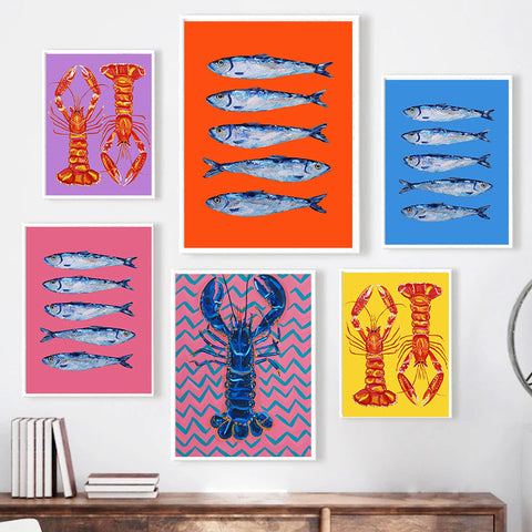 Sardines On Blue Canvas Print