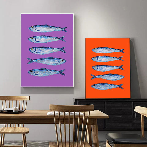 Sardines On Purple Canvas Print