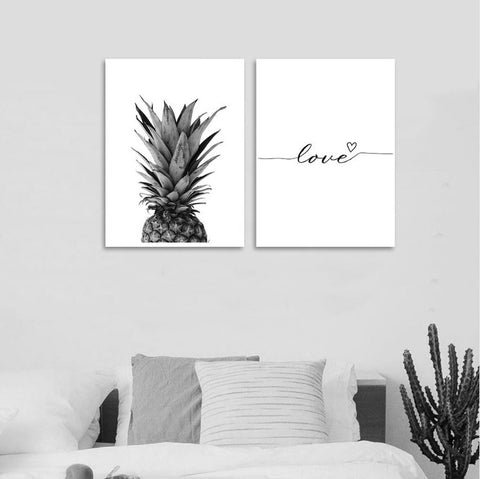 Black And White Pineapple Canvas Print