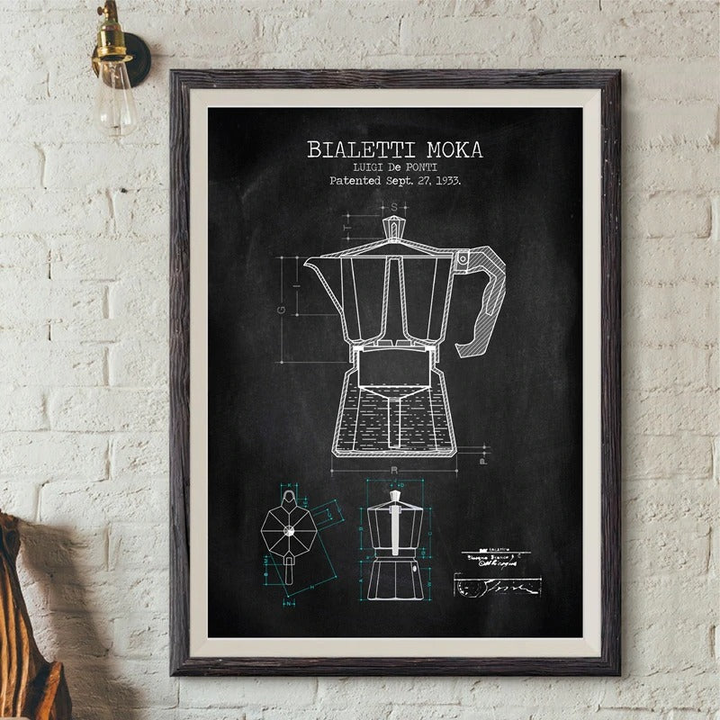 Bialetti Moka Coffee Pot Design In Grey Canvas Print Wall Art Poster – The  Style Habitat