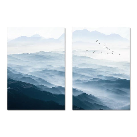 Two Misty Mountains Canvas Prints