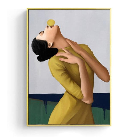 Bubble Gum Lady In A Yellow Dress Canvas Print
