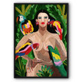 Lady With Parrots Canvas Print