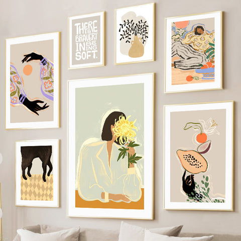 Woman And Yellow Flower Canvas Print