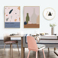 Four Vases And Pink Wall Canvas Print