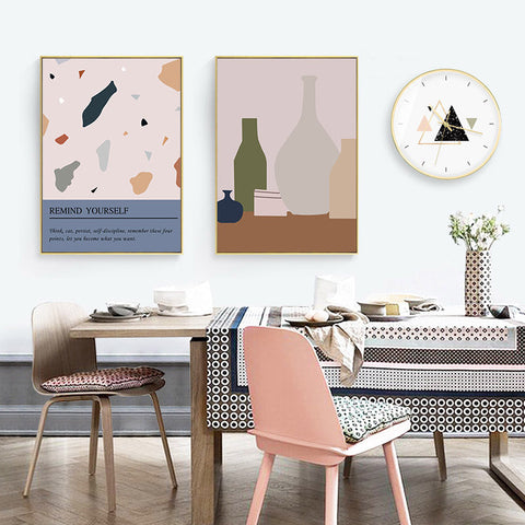 White & Beige Shapes Canvas Print