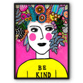Be Kind Flower Head Lady Canvas Print