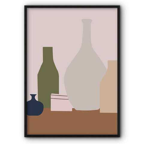 Four Vases And Beige Wall Canvas Print