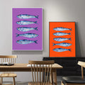 Sardines On Orange Canvas Print