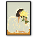 Woman And Yellow Flower Canvas Print