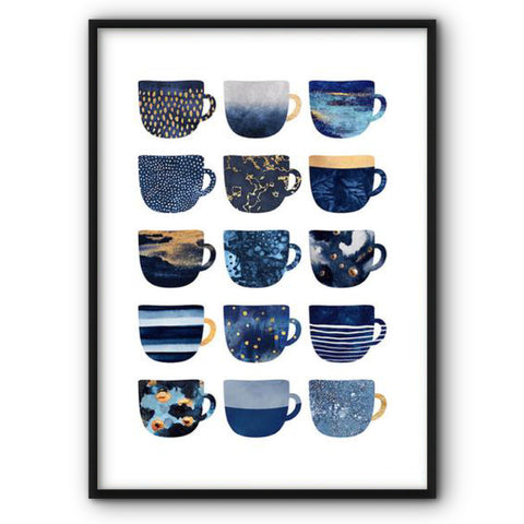 Blue Teacups Canvas Print