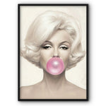 Marilyn Monroe With A Pink Bubble Gum (Sepia) Canvas Print