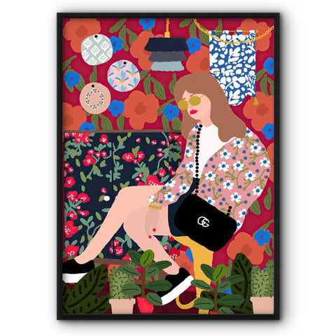 Lady Among Flowers No4 Art Print