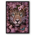 Leopard In Pink Flowers Canvas Print