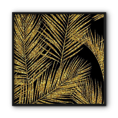 Golden Monstera Leaves Canvas Print