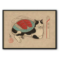 Cat And Sushi In The Ukiyo-e Style Canvas Print