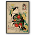 Cat In Flower Coat In The Ukiyo-e Style Canvas Print