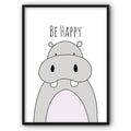 Be Happy Hippo Canvas Print
