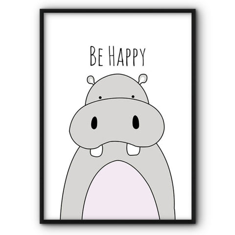 Be Happy Hippo Canvas Print