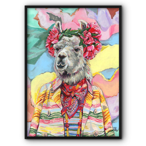Fabulous Fashionista Lama Canvas Print