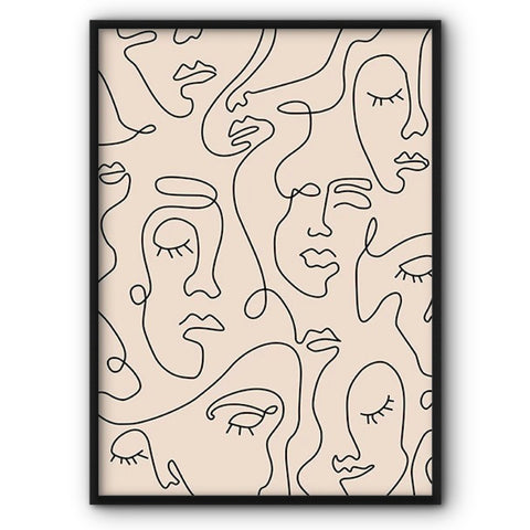Abstract Line Art Faces No3 Canvas Print