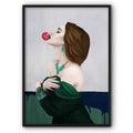 Bubble Gum Lady In A Green Dress Canvas Print