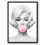 Marilyn Monroe With A Pink Bubble Gum (White) Canvas Print