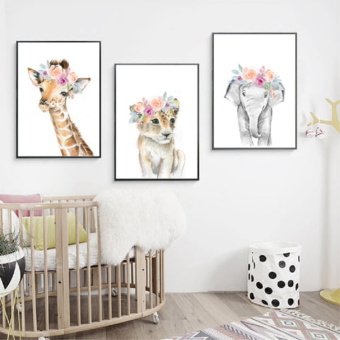 Cute Baby Giraffe Watercolour Canvas Print