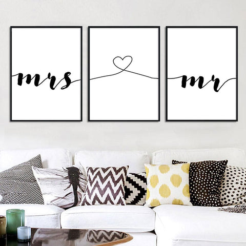Set Of Three Prints ( Mrs & Mr)