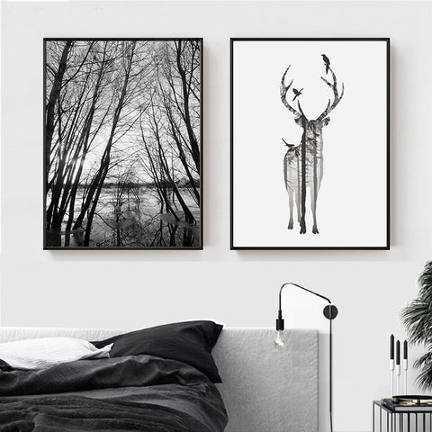deer-in-black-and-white-canvas-print