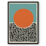 Abstract Orange Sun Art Canvas Print