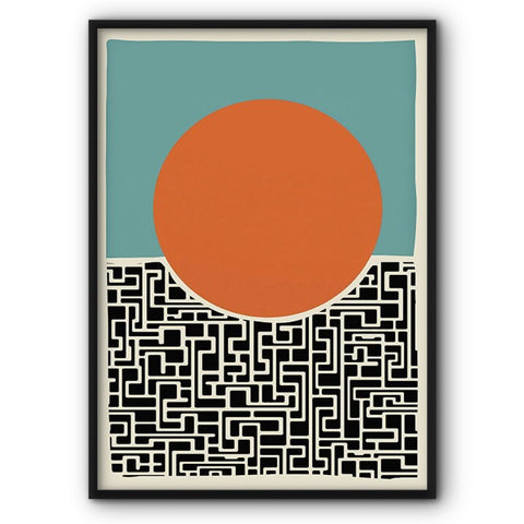 Abstract Orange Sun Art Canvas Print