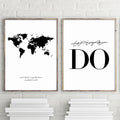 Black and White World Map Canvas Print