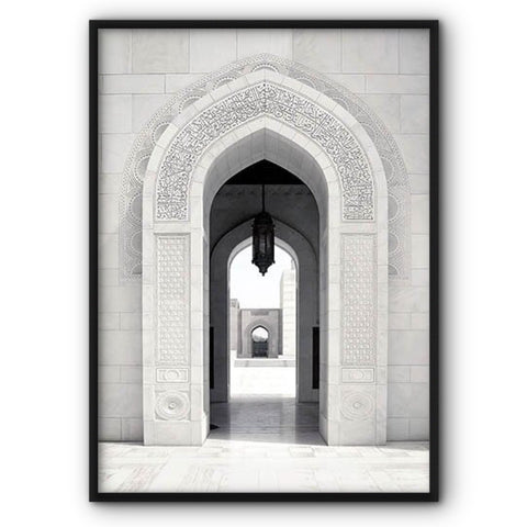 White Ornate Mosque Arch No1 Canvas Print