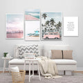 Pink Beach Blue Ocean Canvas Print