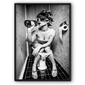Photo of a Woman On The Toilet Canvas Print