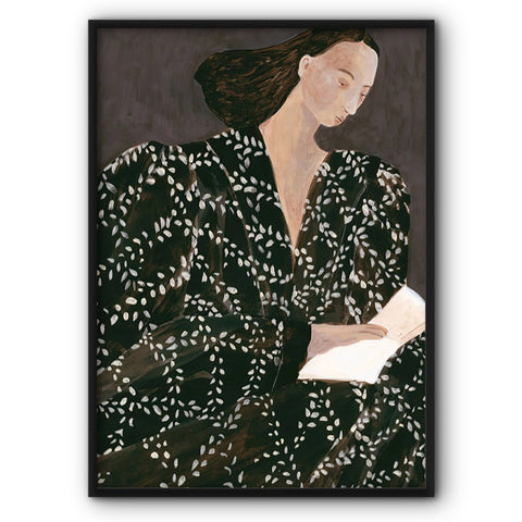 Lady In Brown & White Dress Art Print