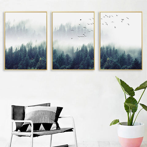 Foggy Mountain Forest Canvas Print 1