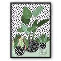Plants & Dots On Pale Green Art Print
