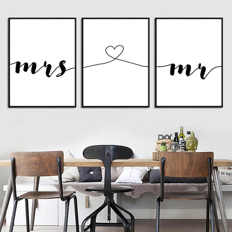Set Of Three Prints ( Mrs & Mr)
