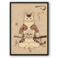 Samurai Cat In The Ukiyo-e Style Canvas Print
