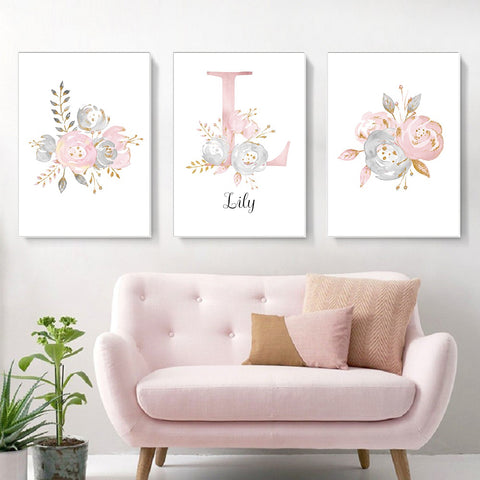 Set Of 3 Prints-Personalised Name And Letter