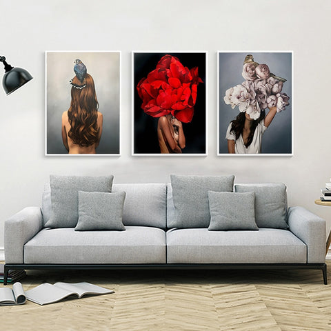 Peonies and A Bird Canvas Print