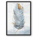 Pastel Blue & Gold Feather Canvas Print