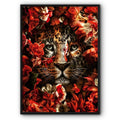 Leopard In Orange Flowers Canvas Print