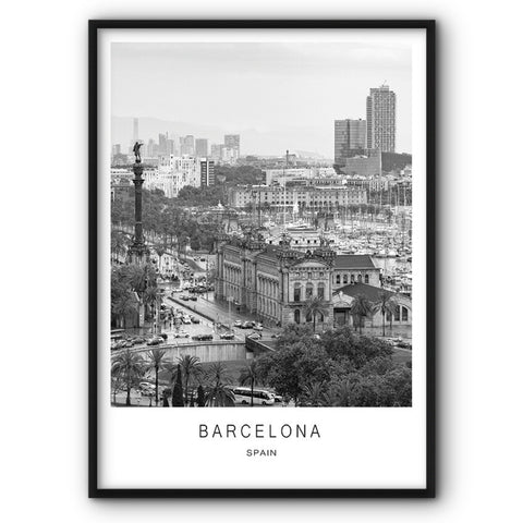 Barcelona Black And White Canvas Print
