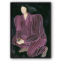 Lady In Purple & Burgundy Stripes Art Print