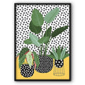 Plants & Dots On Yellow Art Print