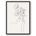Woman In Flowers Line Art Canvas Print